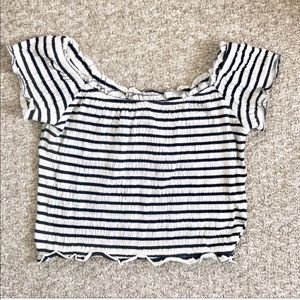 New Look Stripe Shirred Bardot Top